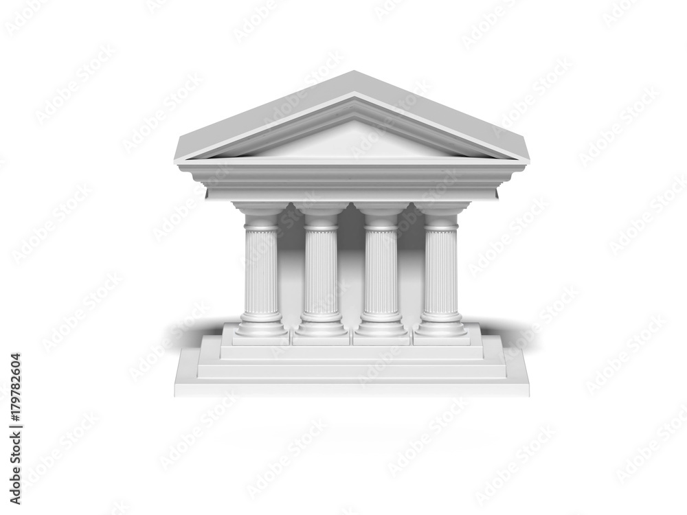White mock classic building with columns. 3d rendering White mock classic building with columns. 3d rendering