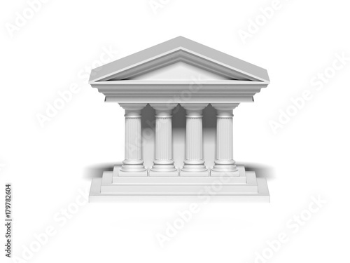 White mock classic building with columns. 3d rendering