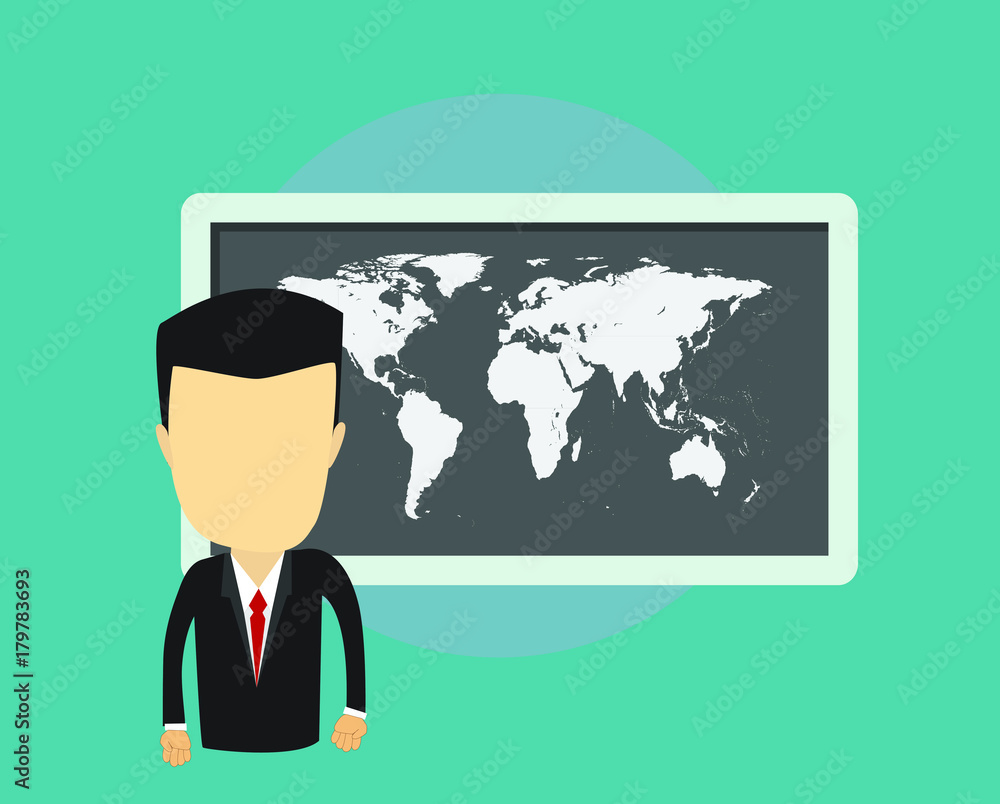 Business man and map world vector design. Business man and map world vector design.