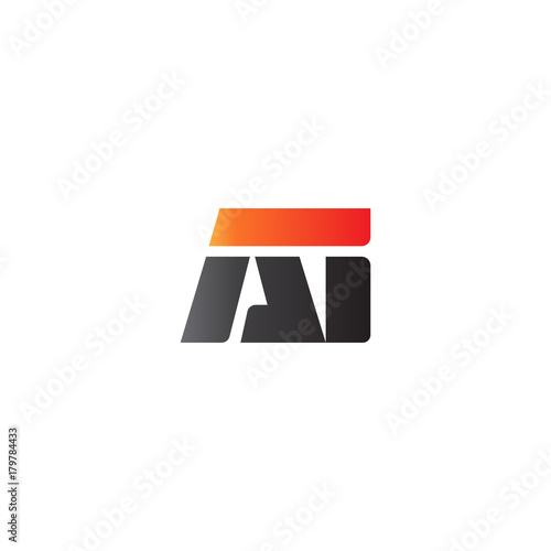 Initial letter AI, straight linked line bold logo, gradient fire red black colors