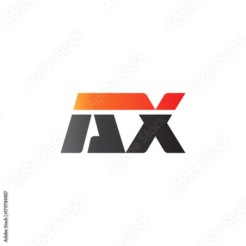 Initial letter AX, straight linked line bold logo, gradient fire red black colors