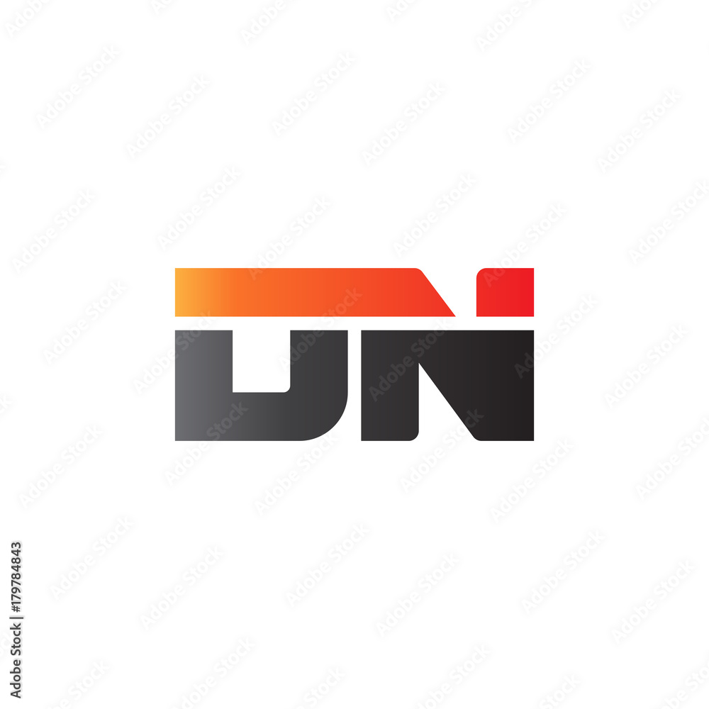 Initial letter DN, straight linked line bold logo, gradient fire red black colors Initial letter DN, straight linked line bold logo, gradient fire red black colors