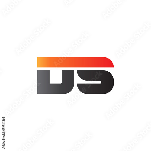 Initial letter DS, straight linked line bold logo, gradient fire red black colors