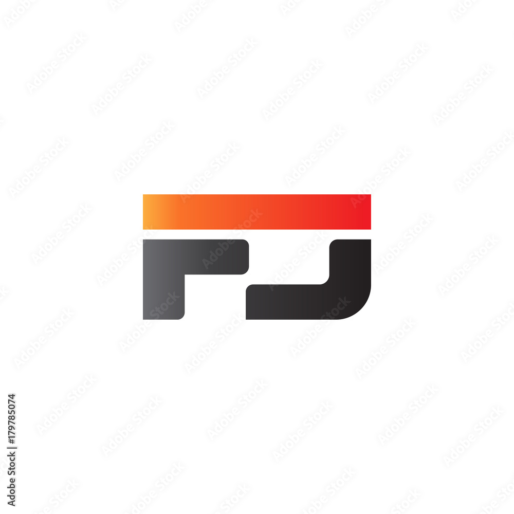 Initial letter FJ, straight linked line bold logo, gradient fire red black colors Initial letter FJ, straight linked line bold logo, gradient fire red black colors