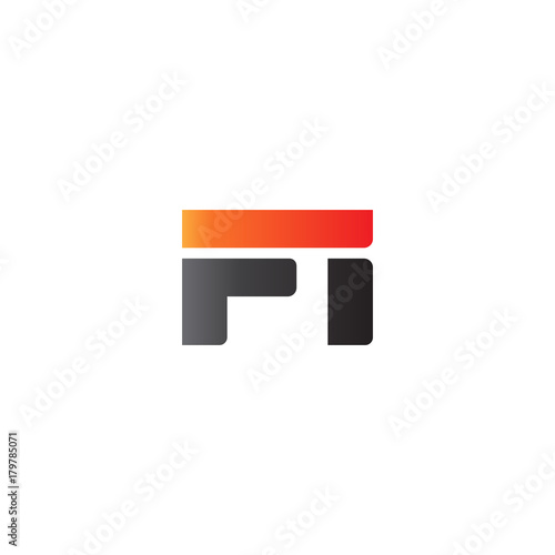 Initial letter FI, straight linked line bold logo, gradient fire red black colors