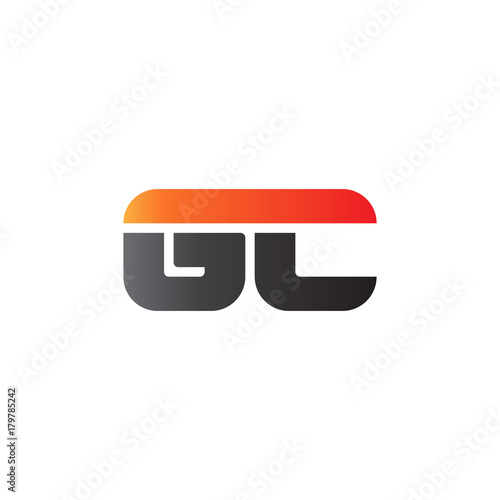 Initial letter GC, straight linked line bold logo, gradient fire red black colors