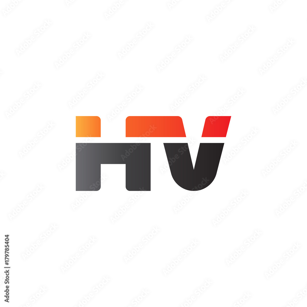 Initial letter HV, straight linked line bold logo, gradient fire red black colors Initial letter HV, straight linked line bold logo, gradient fire red black colors