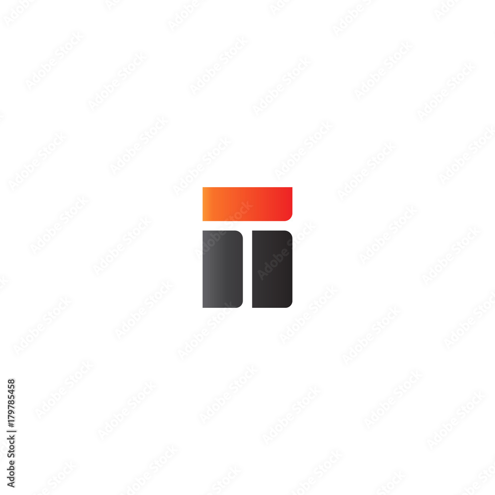 Initial letter II, straight linked line bold logo, gradient fire red black colors Initial letter II, straight linked line bold logo, gradient fire red black colors