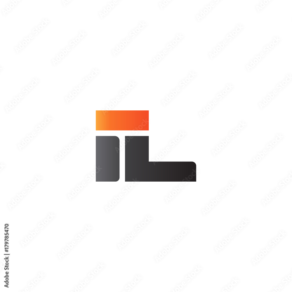 Initial letter IL, straight linked line bold logo, gradient fire red black colors Initial letter IL, straight linked line bold logo, gradient fire red black colors