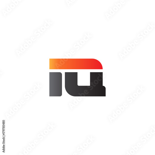 Initial letter IQ, straight linked line bold logo, gradient fire red black colors