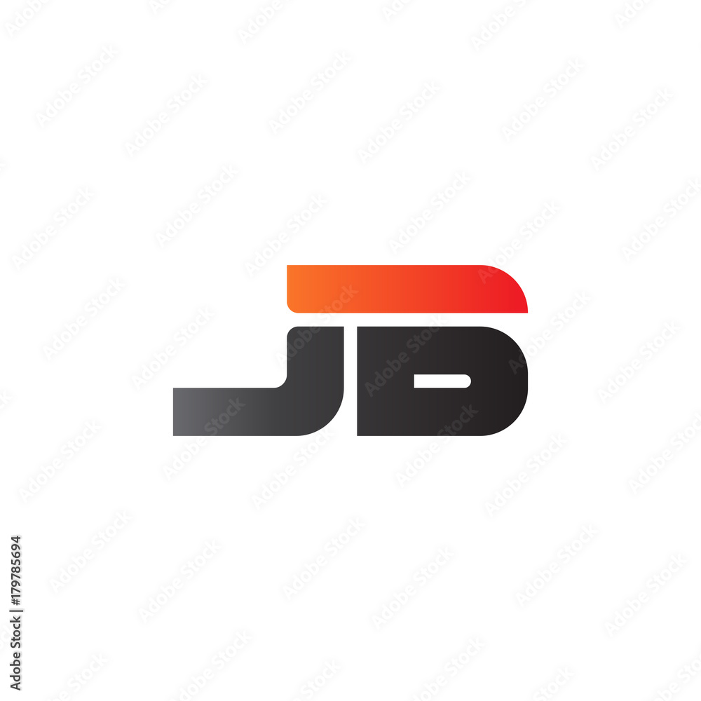 Initial letter JB, straight linked line bold logo, gradient fire red black colors Initial letter JB, straight linked line bold logo, gradient fire red black colors