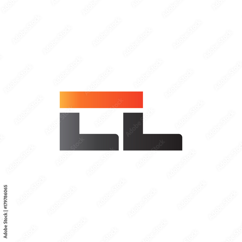 Initial letter LL, straight linked line bold logo, gradient fire red black colors Initial letter LL, straight linked line bold logo, gradient fire red black colors