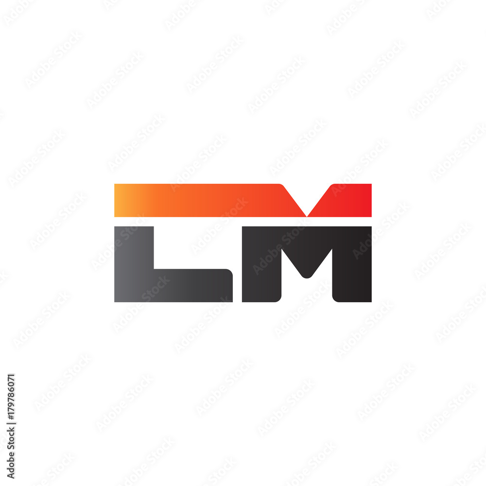 Initial letter LM, straight linked line bold logo, gradient fire red black colors Initial letter LM, straight linked line bold logo, gradient fire red black colors