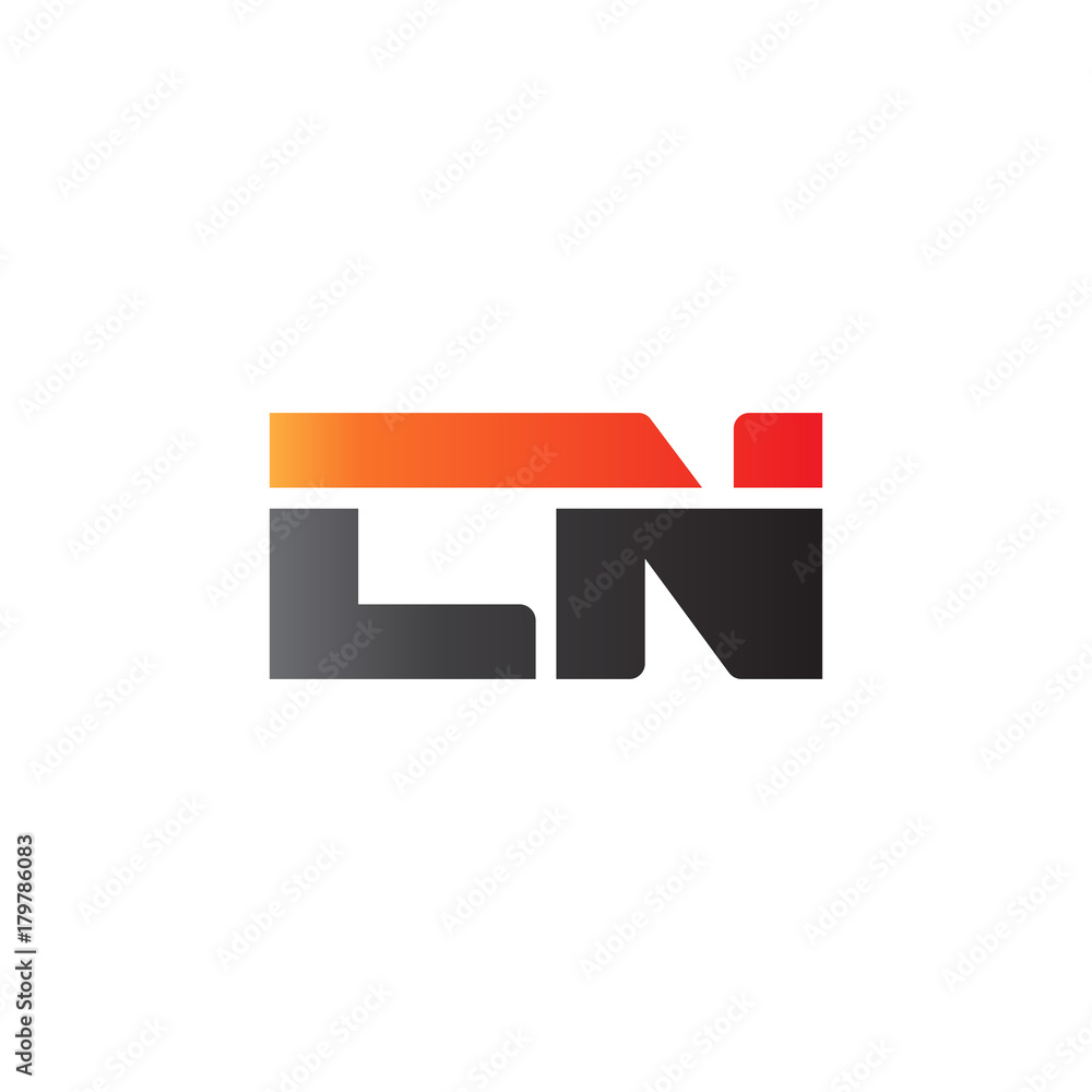 Initial letter LN, straight linked line bold logo, gradient fire red black colors Initial letter LN, straight linked line bold logo, gradient fire red black colors