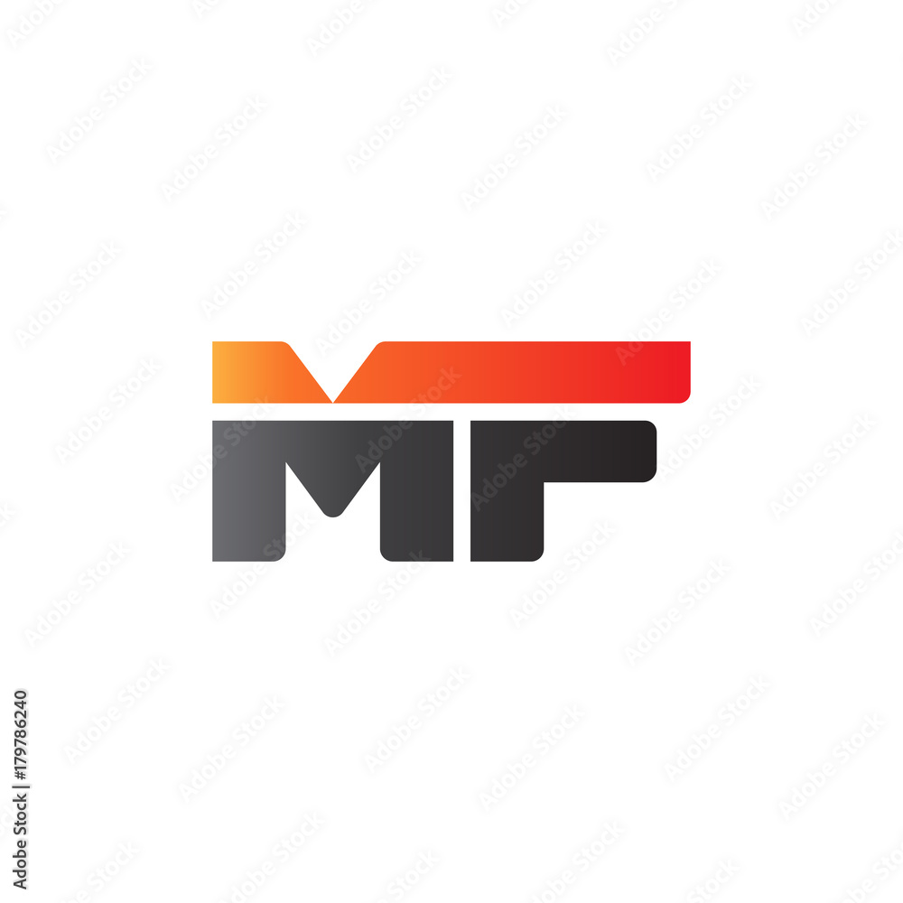 Initial letter MF, straight linked line bold logo, gradient fire red black colors Initial letter MF, straight linked line bold logo, gradient fire red black colors