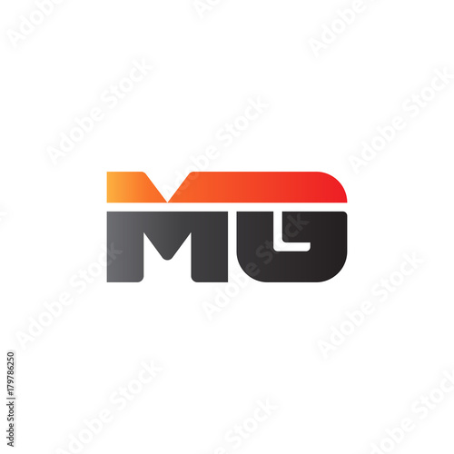 Initial letter MG, straight linked line bold logo, gradient fire red black colors