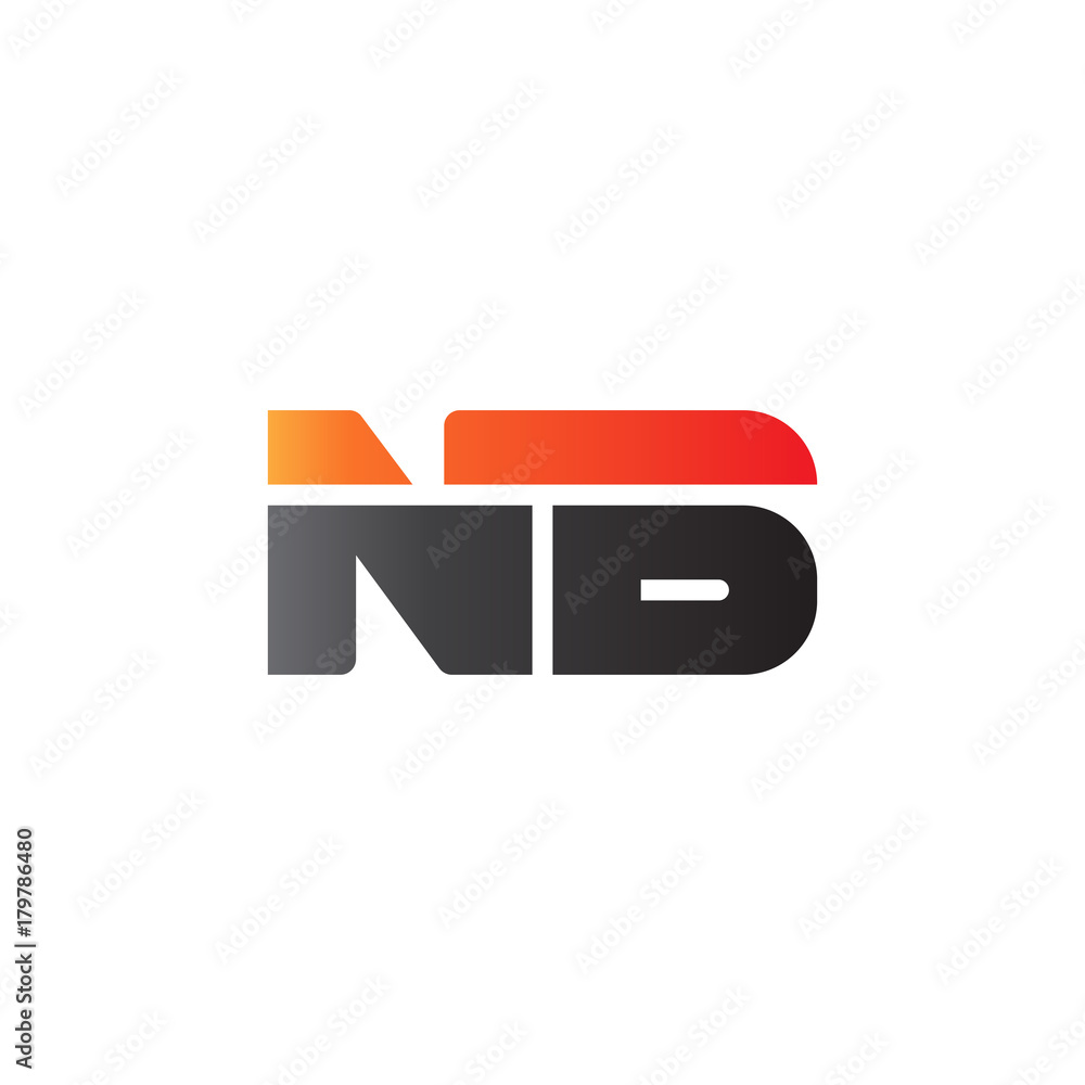 Initial letter NB, straight linked line bold logo, gradient fire red black colors Initial letter NB, straight linked line bold logo, gradient fire red black colors