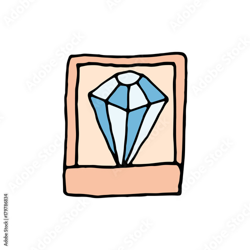 Diamond in a casket hand drawn cartoon icon  isolated on a white background