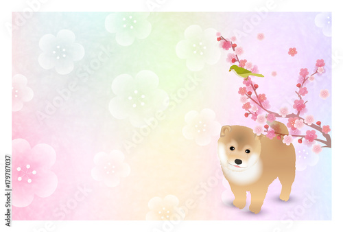 Wallpaper Mural 戌　年賀状　梅　背景  Torontodigital.ca