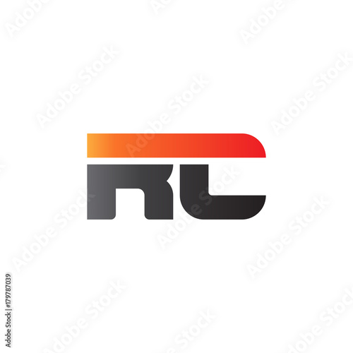 Initial letter RC, straight linked line bold logo, gradient fire red black colors