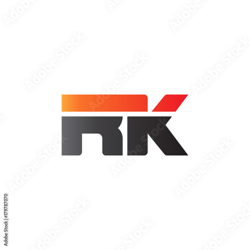 Initial letter RK  straight linked line bold logo  gradient fire red black colors
