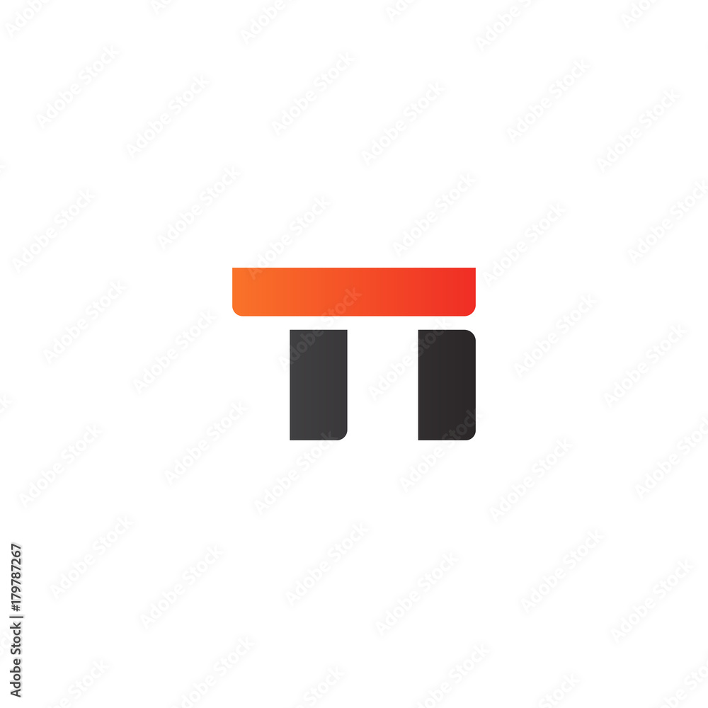 Initial letter TI, straight linked line bold logo, gradient fire red black colors Initial letter TI, straight linked line bold logo, gradient fire red black colors