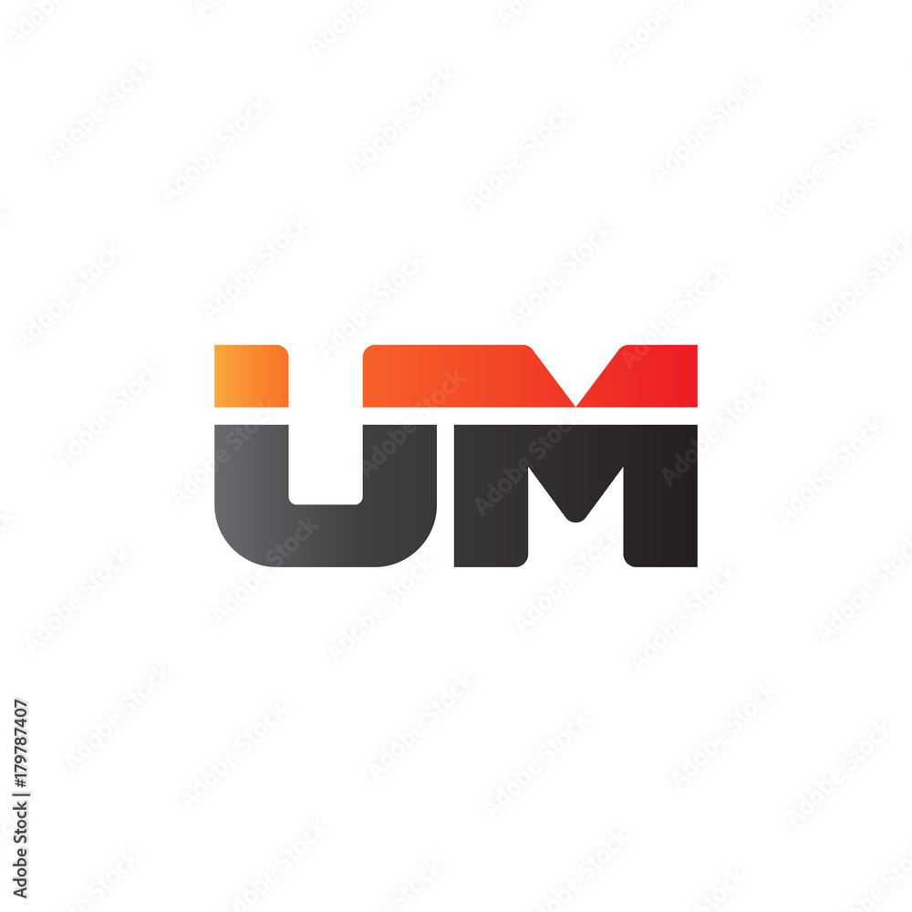 Initial letter UM, straight linked line bold logo, gradient fire red black colors Initial letter UM, straight linked line bold logo, gradient fire red black colors