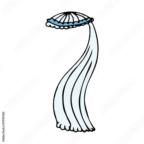 Wedding veil cartoon hand drawn icon isolated on white background