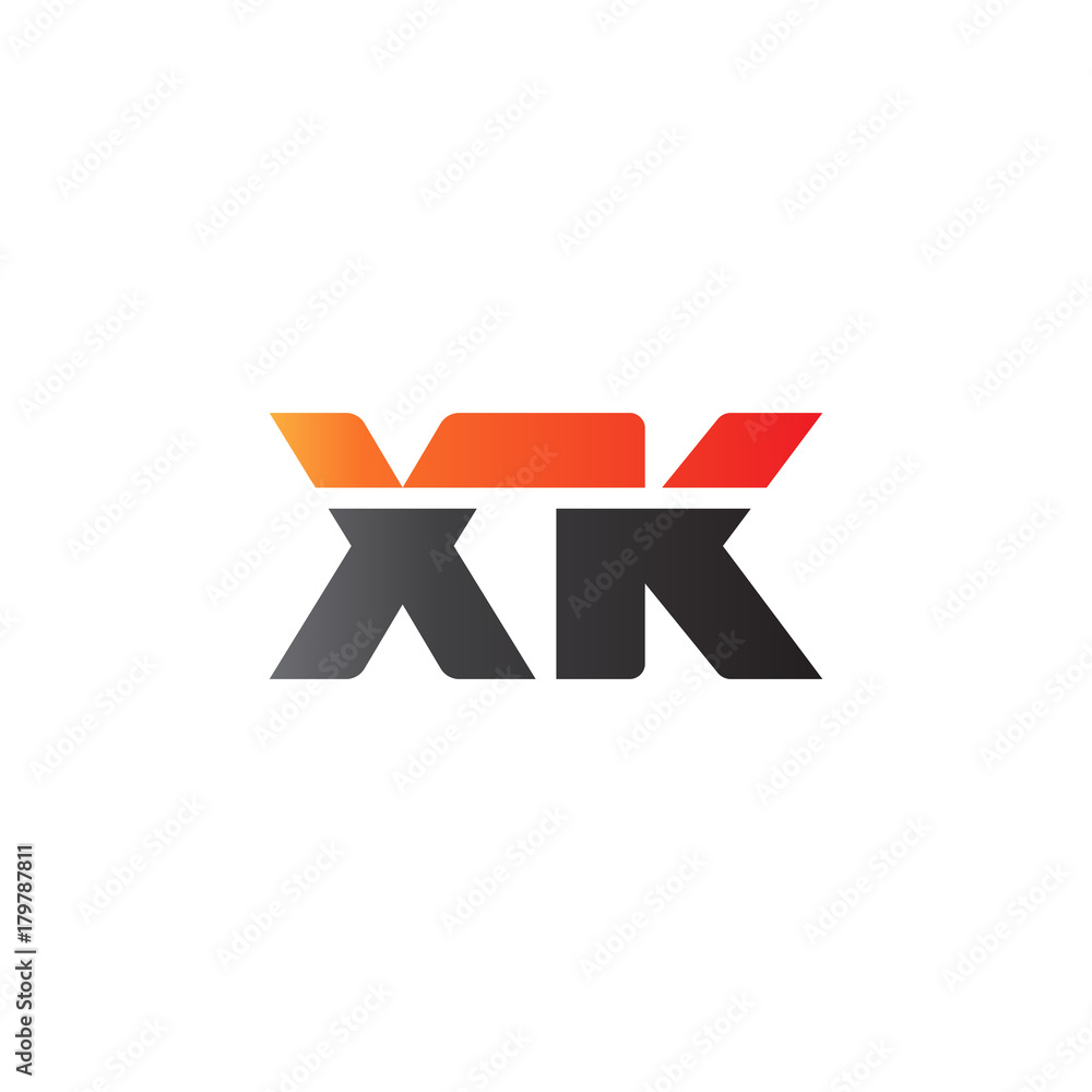 Initial letter XK, straight linked line bold logo, gradient fire red black colors Initial letter XK, straight linked line bold logo, gradient fire red black colors