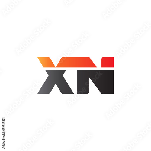 Initial letter XN, straight linked line bold logo, gradient fire red black colors