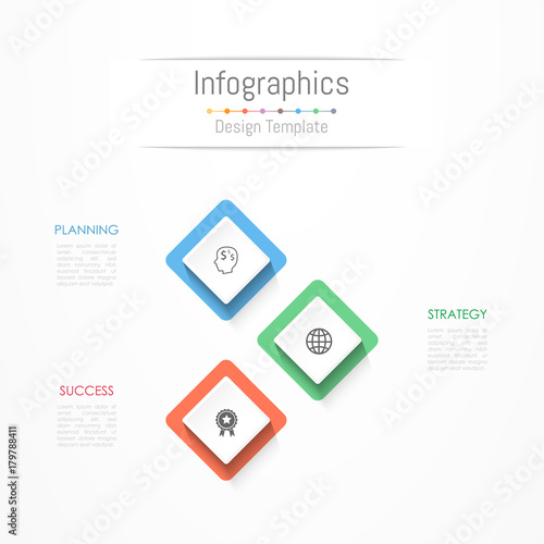 Infographic design elements for your business data with 3 options, parts, steps, timelines or processes. Vector Illustration.