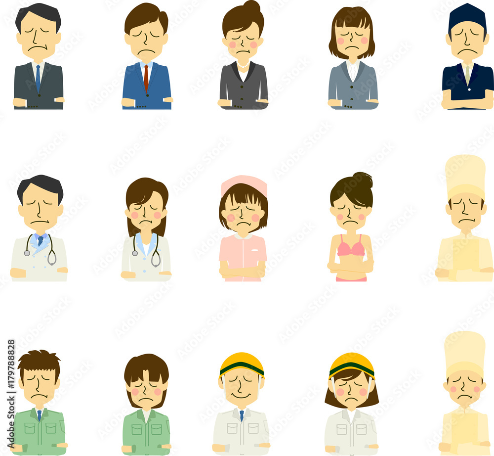 働く人 職業 悩む 考える 困る Stock イラスト Adobe Stock