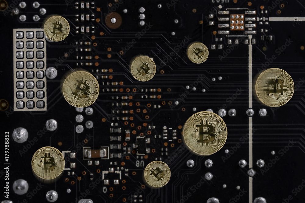 Abstract image of mining of bitcoins