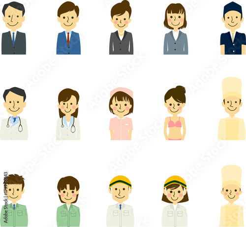 働く人　職業　医者　工事現場　サラリーマン　OL