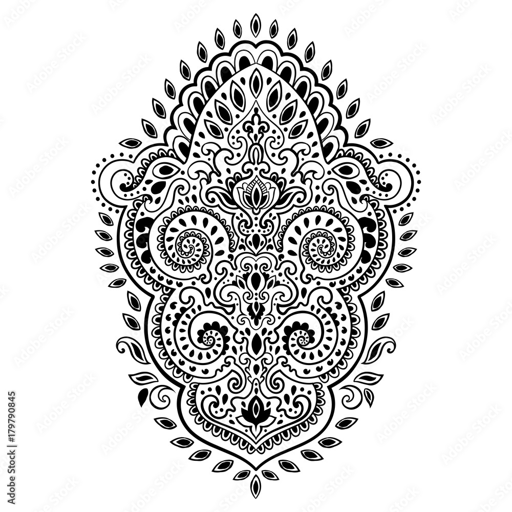 Bohemian Indian Mandala print. Vintage Henna tattoo style
