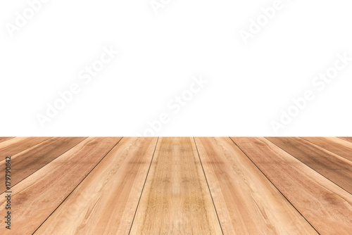 Light brown natural wood table top isolated on white background