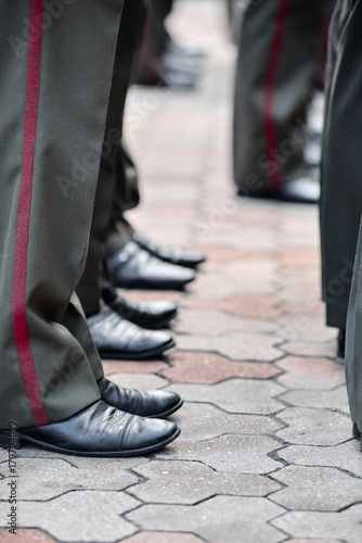 Legs of soldiers in uniform