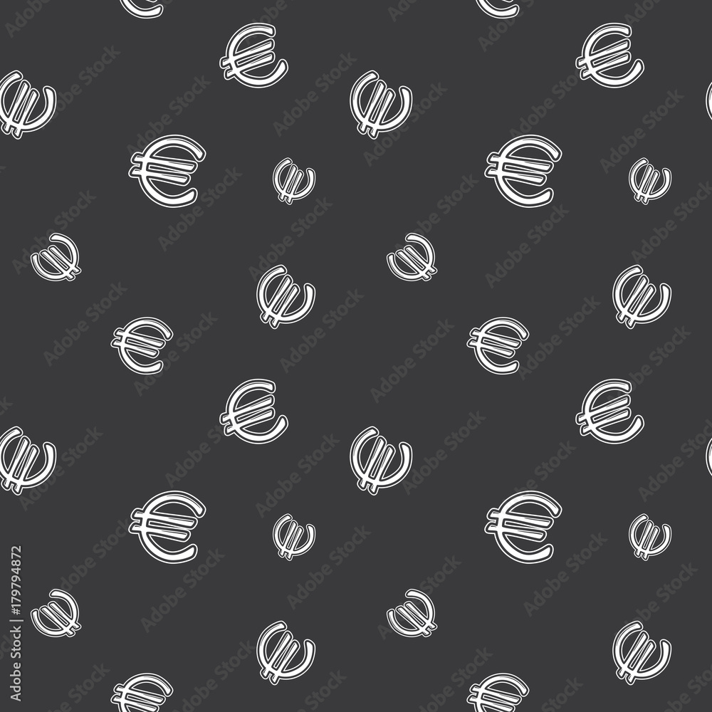 Euro Currency Money Sign Seamless Dark Pattern Euro Currency Money Sign Seamless Dark Pattern
