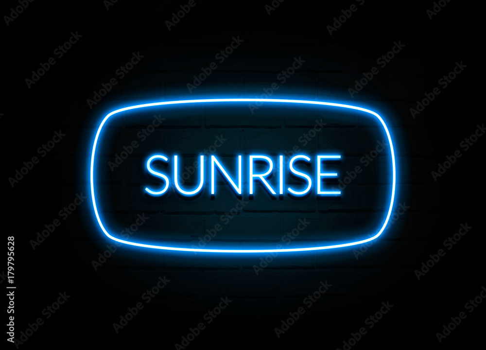 Sunrise  - colorful Neon Sign on brickwall