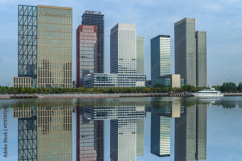 Obraz premium modern city waterfront downtown skyline,China.