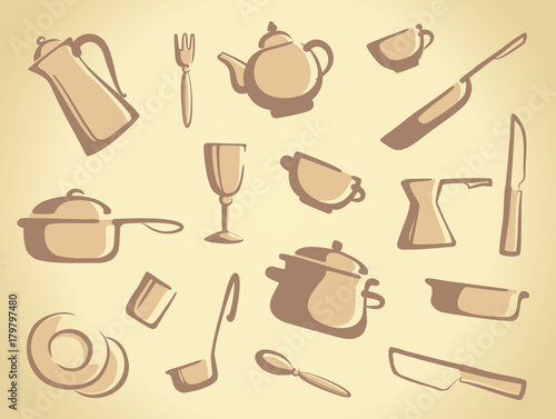 Background of kitchen ware