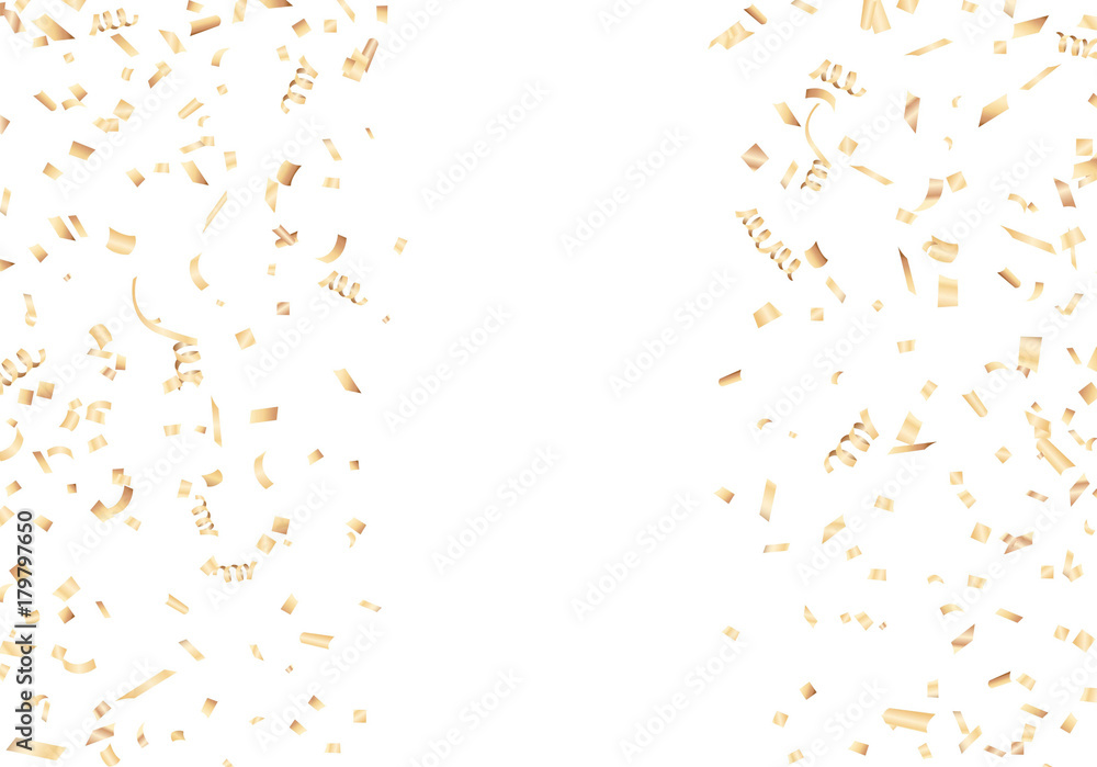 Golden confetti with copy space. Vector illustration. Golden confetti with copy space. Vector illustration.