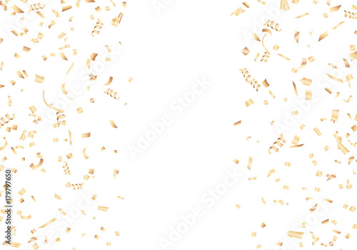 Golden confetti with copy space. Vector illustration.