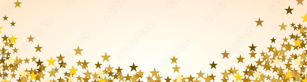 Festive banner Christmas background with copy space. Golden stars on white Festive banner Christmas background with copy space. Golden stars on white
