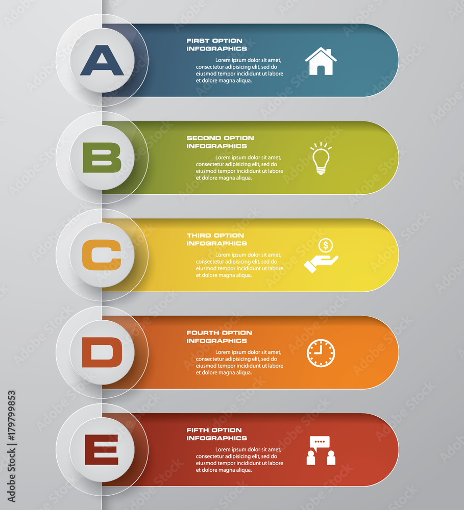 Modern 5 options presentation business infographics template. EPS 10. Modern 5 options presentation business infographics template. EPS 10.
