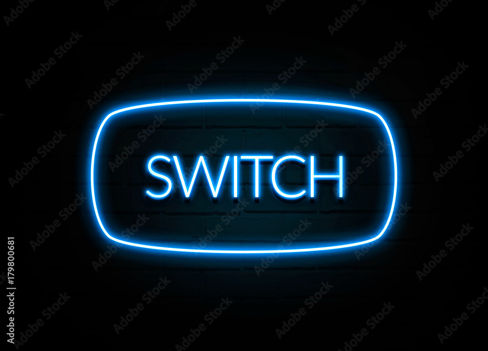 Switch  - colorful Neon Sign on brickwall