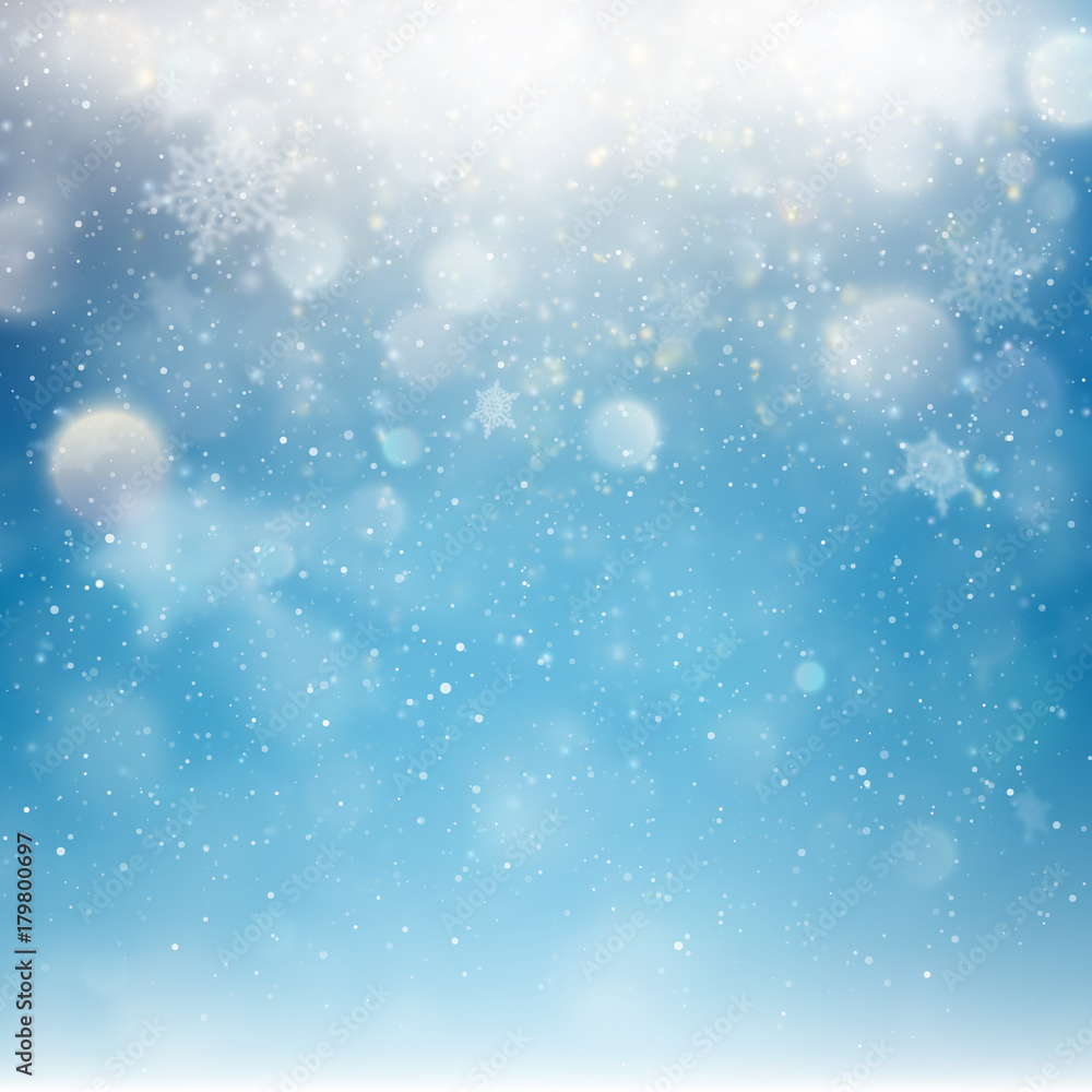 Blue Christmas Falling Snow Template. EPS 10 vector