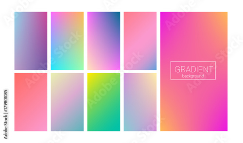 Screen gradient set with modern abstract backgrounds. Colorful fluid covers for calendar, brochure, invitation, cards. Trendy soft color. Template with screen gradient set for screens and mobile app