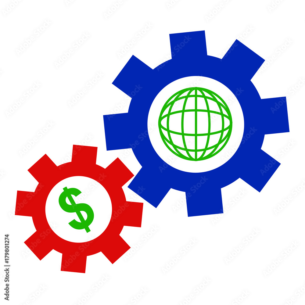 Icon Illustration : Money Can Control the World, Isolated on White Icon Illustration : Money Can Control the World, Isolated on White