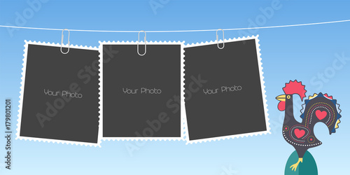 Collage of photo frames or scrapbook vector illustration